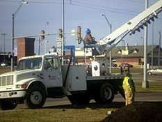 Northeast Texas Power crew replacing electrical transmission poles